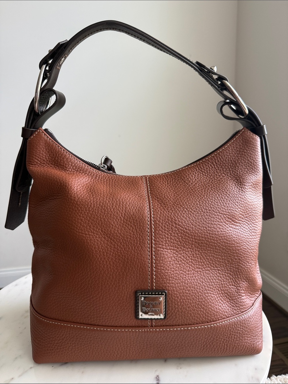 Dooney & Bourke Tan Pebbled Leather Hobo Bag